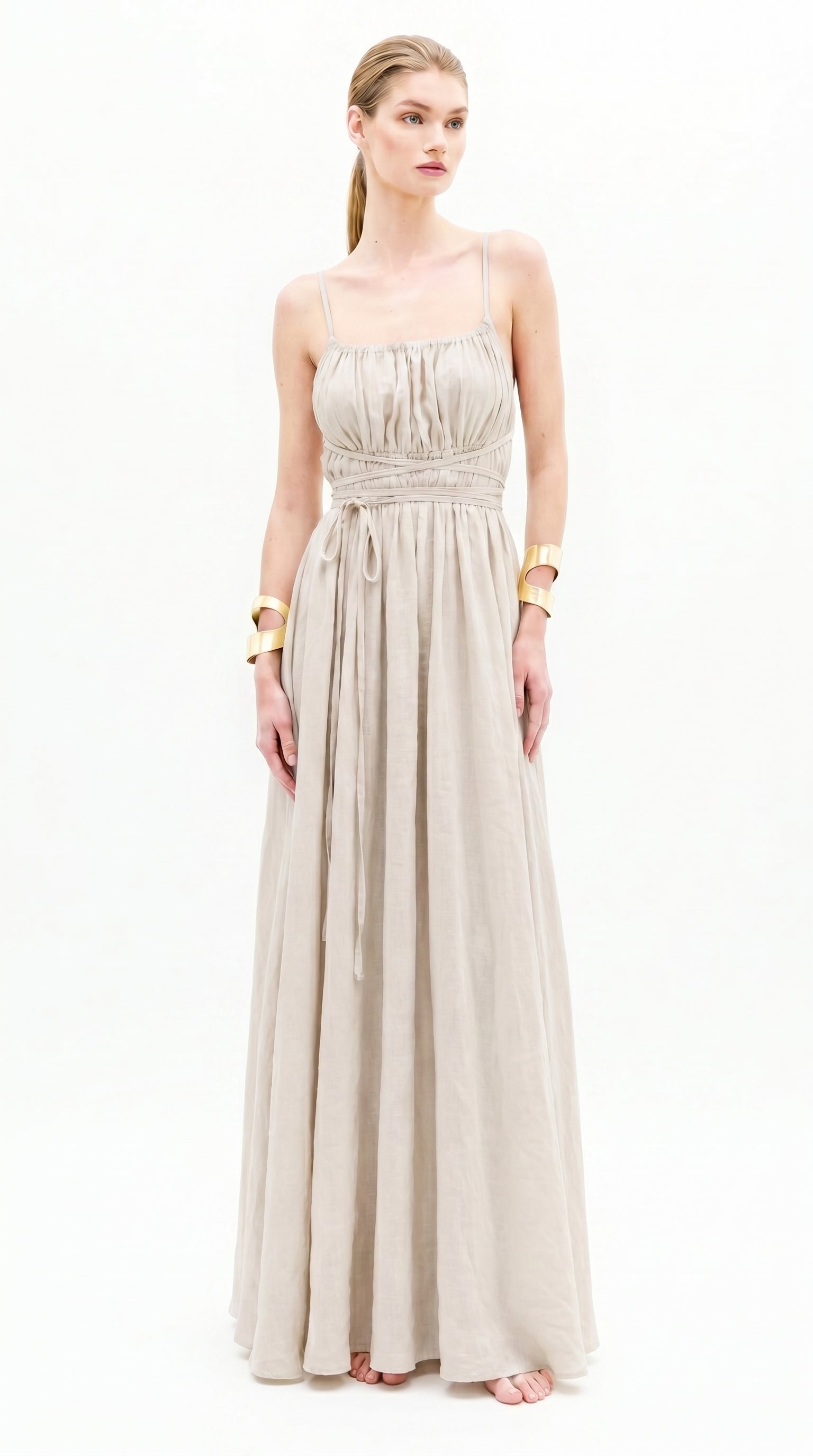 Beige Multiway Linen Dress